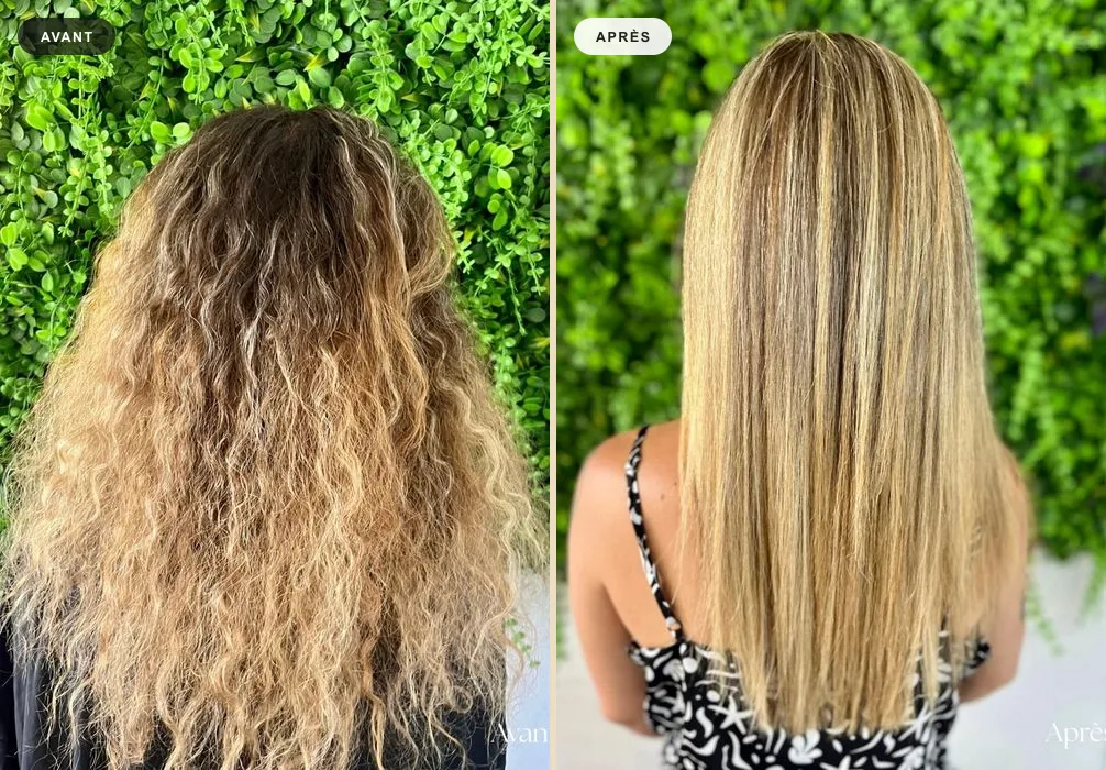 Lissage et balayage, avant/après — Avant-Après MW Coiffure Saint-Gilles-les-Bains