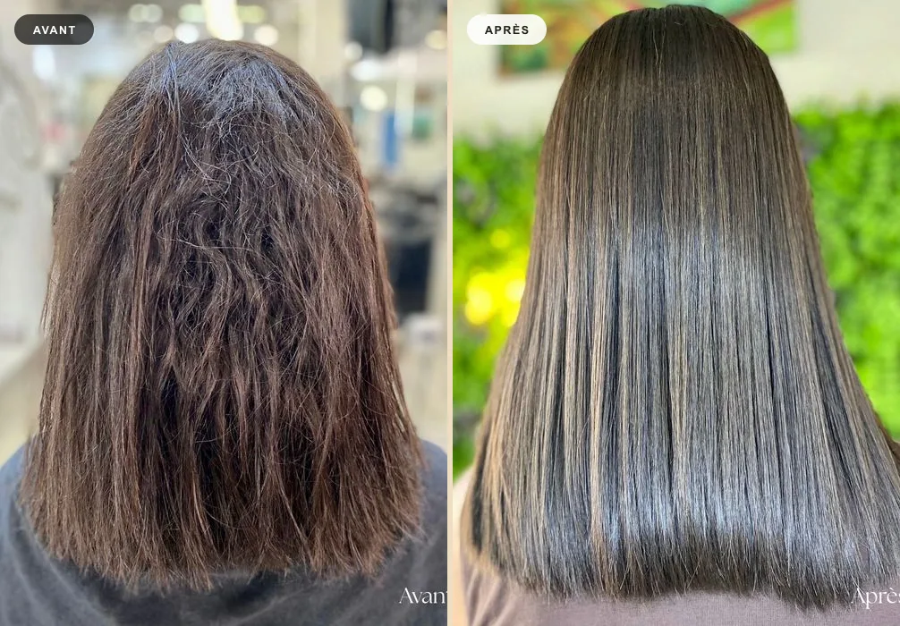Lissage et brillance, avant/après — Avant-Après MW Coiffure Saint-Gilles-les-Bains