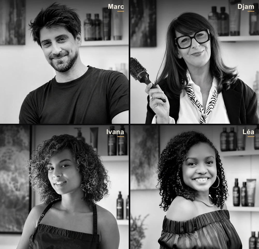 L'équipe MW Coiffure : Marc, Djam, Ivana et Léa